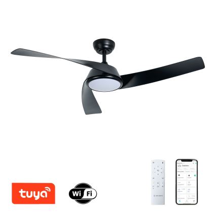 ZEVENTI - Ventilatore da soffitto LED dimmerabile AERYS LED/24W/230V 3000/4000/6000K Wi-Fi Tuya nero + telecomando