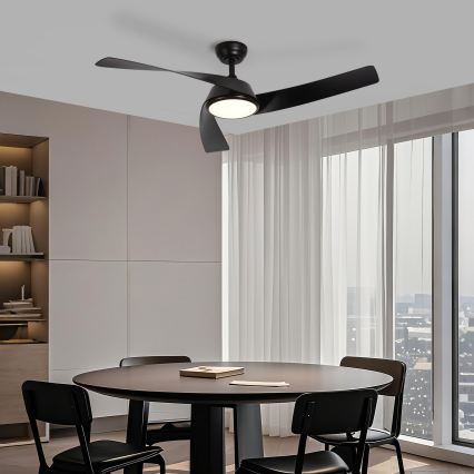 ZEVENTI - Ventilatore da soffitto LED dimmerabile AERYS LED/24W/230V 3000/4000/6000K Wi-Fi Tuya nero + telecomando
