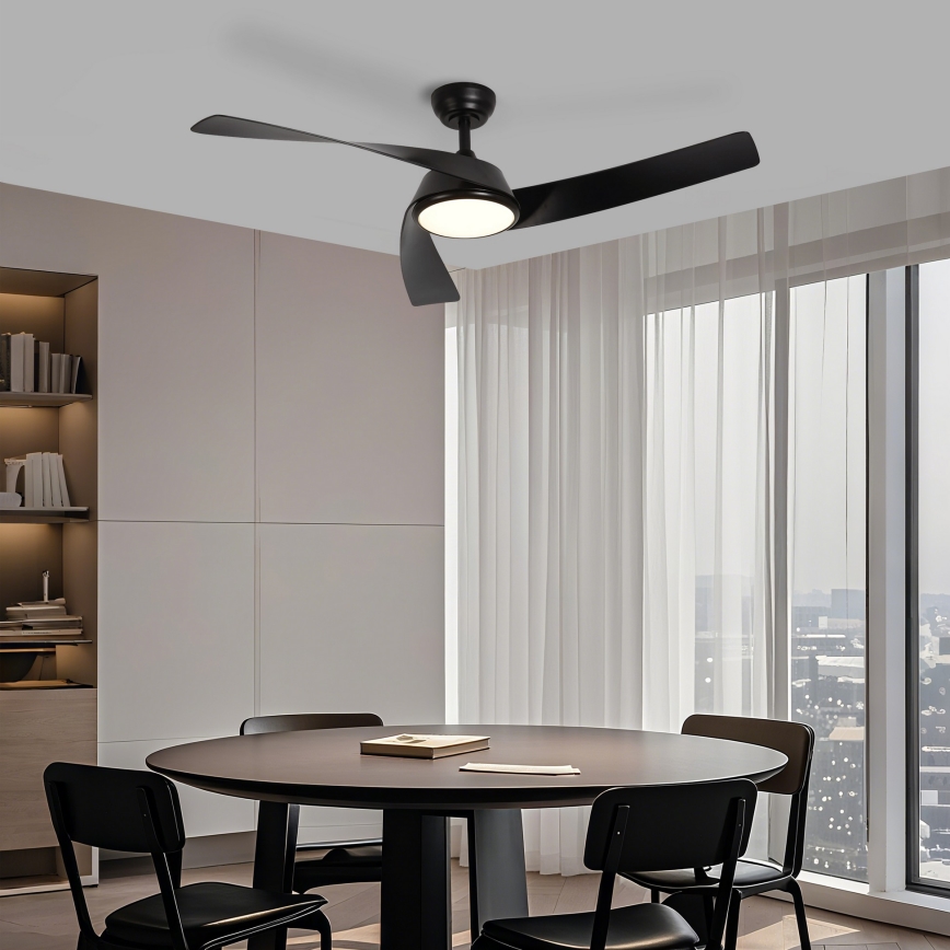 ZEVENTI - Ventilatore da soffitto LED dimmerabile AERYS LED/24W/230V 3000/4000/6000K Wi-Fi Tuya nero + telecomando
