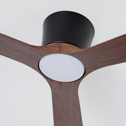 ZEVENTI - Ventilatore da soffitto dimmerabile a LED AUREX LED/24W/230V 3000/4000/6000K Wi-Fi Tuya nero/noce + telecomando