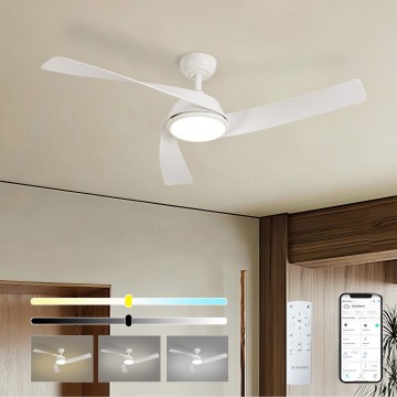 ZEVENTI - Ventilatore da soffitto a LED dimmerabile AERYS LED/24W/230V 3000/4000/6000K Wi-Fi Tuya bianco + telecomando