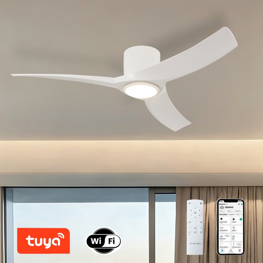 ZEVENTI - Ventilatore da soffitto dimmerabile ORBITO LED/24W/230V 3000/4000/6000K Wi-Fi Tuya bianco + telecomando