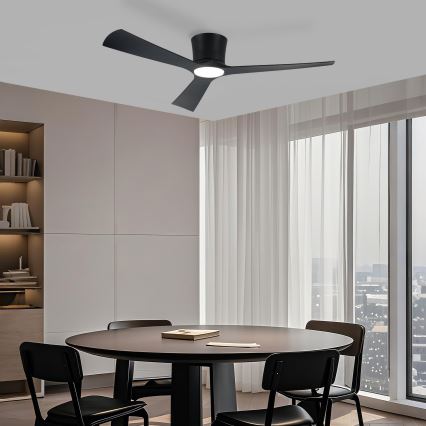 ZEVENTI - Ventilatore da soffitto con luce LED dimmerabile AUREX LED/24W/230V 3000/4000/6000K Wi-Fi Tuya nero + telecomando