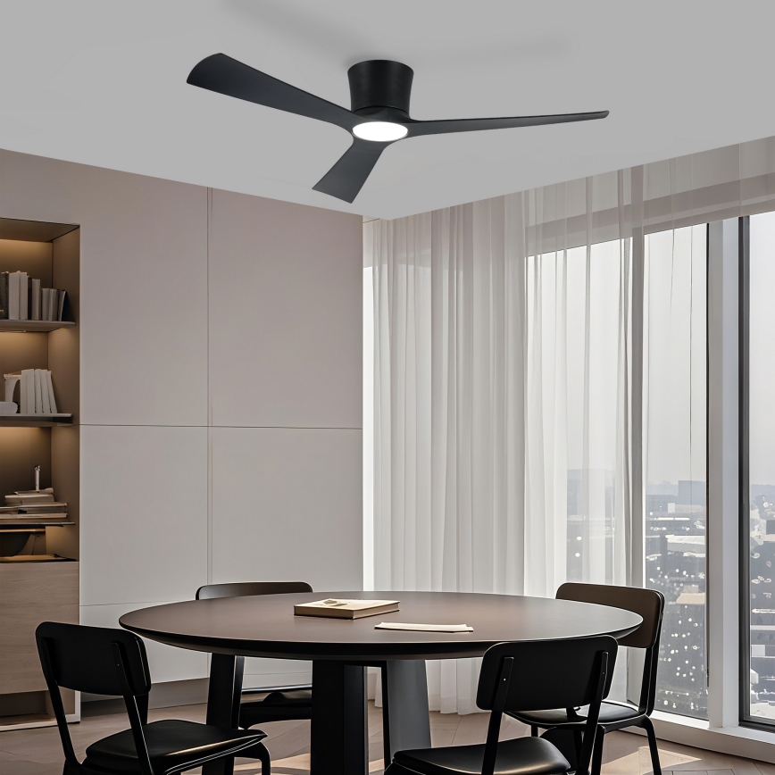 ZEVENTI - Ventilatore da soffitto con luce LED dimmerabile AUREX LED/24W/230V 3000/4000/6000K Wi-Fi Tuya nero + telecomando