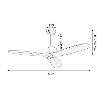 ZEVENTI - Ventilatore da soffitto CUENCA Wi-Fi Tuya nero/quercia + telecomando