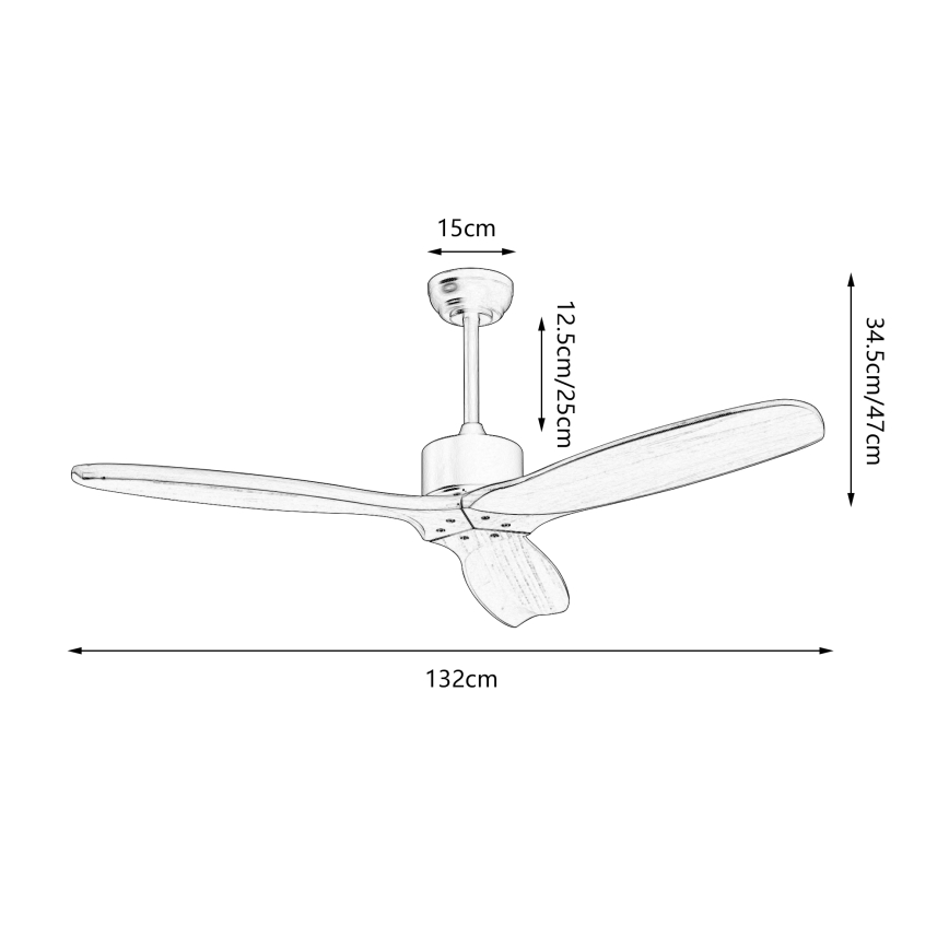 ZEVENTI - Ventilatore da soffitto CUENCA Wi-Fi Tuya nero/quercia + telecomando