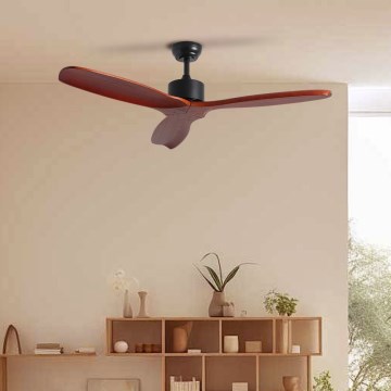 ZEVENTI - Ventilatore da soffitto CUENCA Wi-Fi Tuya nero/quercia + telecomando