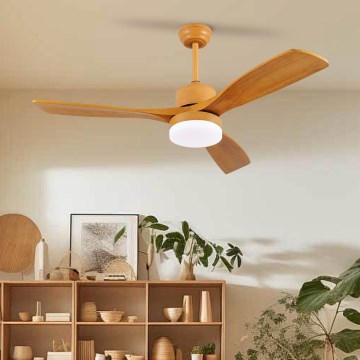 ZEVENTI - Ventilatore da soffitto dimmerabile a LED MARE LED/24W/230V 3000-6000K Wi-Fi Tuya quercia + telecomando