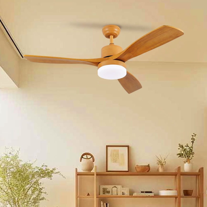 ZEVENTI - Ventilatore da soffitto dimmerabile a LED MARE LED/24W/230V 3000-6000K Wi-Fi Tuya quercia + telecomando