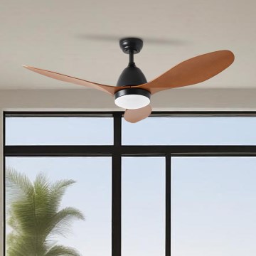 ZEVENTI - Ventilatore da soffitto dimmerabile a LED MURO LED/18W/230V 3000-6000K Wi-Fi Tuya nero + telecomando