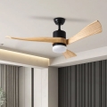 ZEVENTI - Ventilatore da soffitto dimmerabile a LED NATURITO LED/18W/230V 3000-6000K Wi-Fi Tuya nero/quercia + telecomando