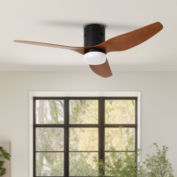 ZEVENTI - Ventilatore da soffitto dimmerabile a LED PADUA LED/18W/230V 3000-6000K Wi-Fi Tuya nero/marrone + telecomando