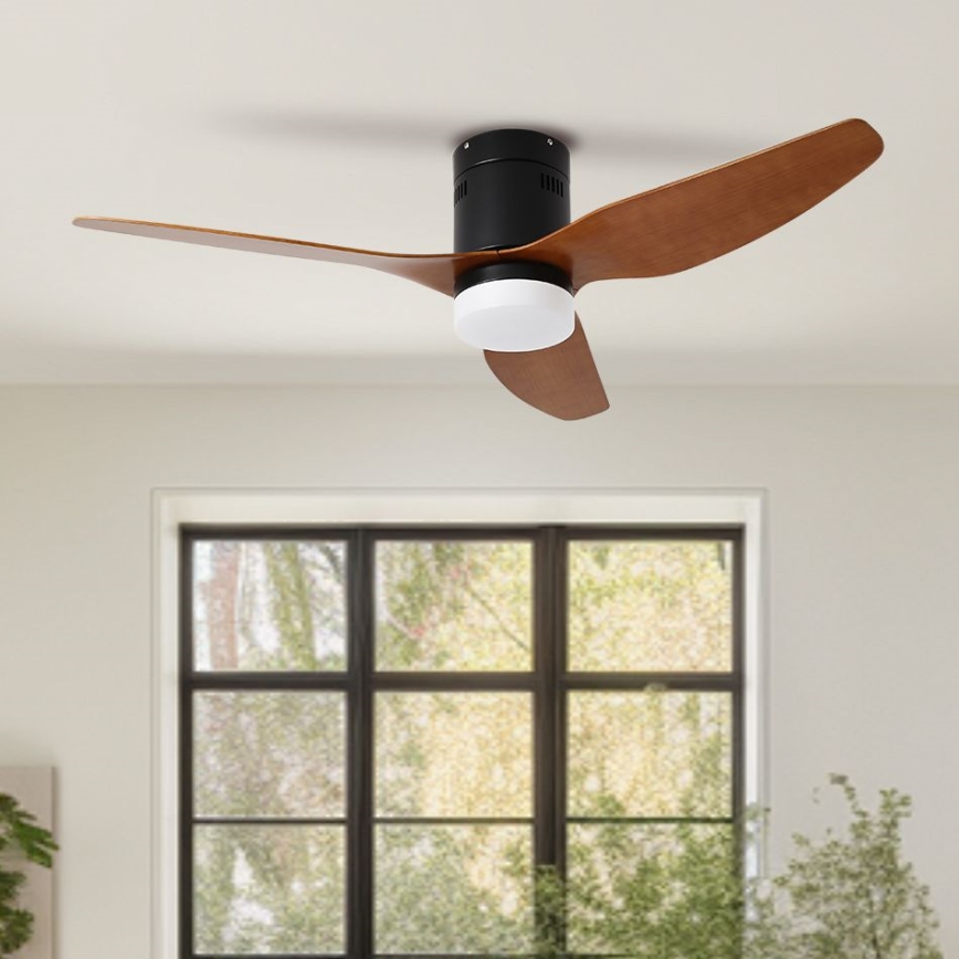 ZEVENTI - Ventilatore da soffitto dimmerabile a LED PADUA LED/18W/230V 3000-6000K Wi-Fi Tuya nero/marrone + telecomando