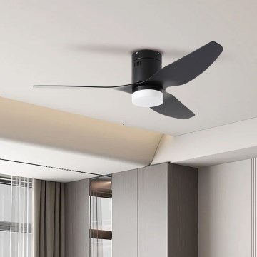 ZEVENTI - Ventilatore da soffitto dimmerabile a LED PADUA LED/18W/230V 3000-6000K Wi-Fi Tuya nero + telecomando
