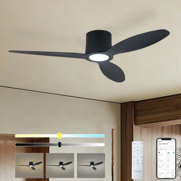 ZEVENTI - Ventilatore da soffitto dimmerabile a LED VENTORA LED/24W/230V 3000/4000/6000K Wi-Fi Tuya nero + telecomando