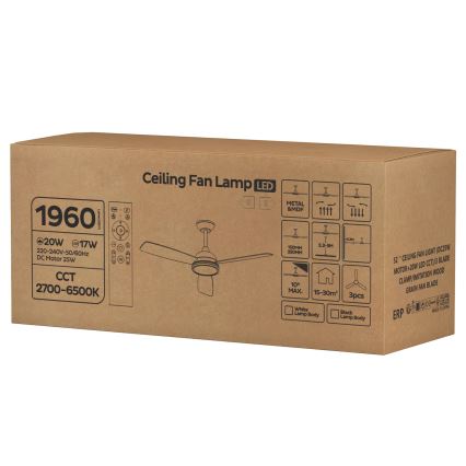 ZEVENTI - Ventilatore da soffitto LED dimmerabile ULUWATU LED/20W/230V 2700-6500K 132 cm marrone + telecomando