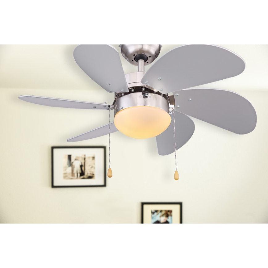 ZEVENTI - Ventilatore da soffitto FAMARA 1xE14/60W/230V grigio