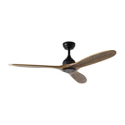 ZEVENTI - Ventilatore da soffitto LAURIA Wi-Fi Tuya nero/quercia + telecomando
