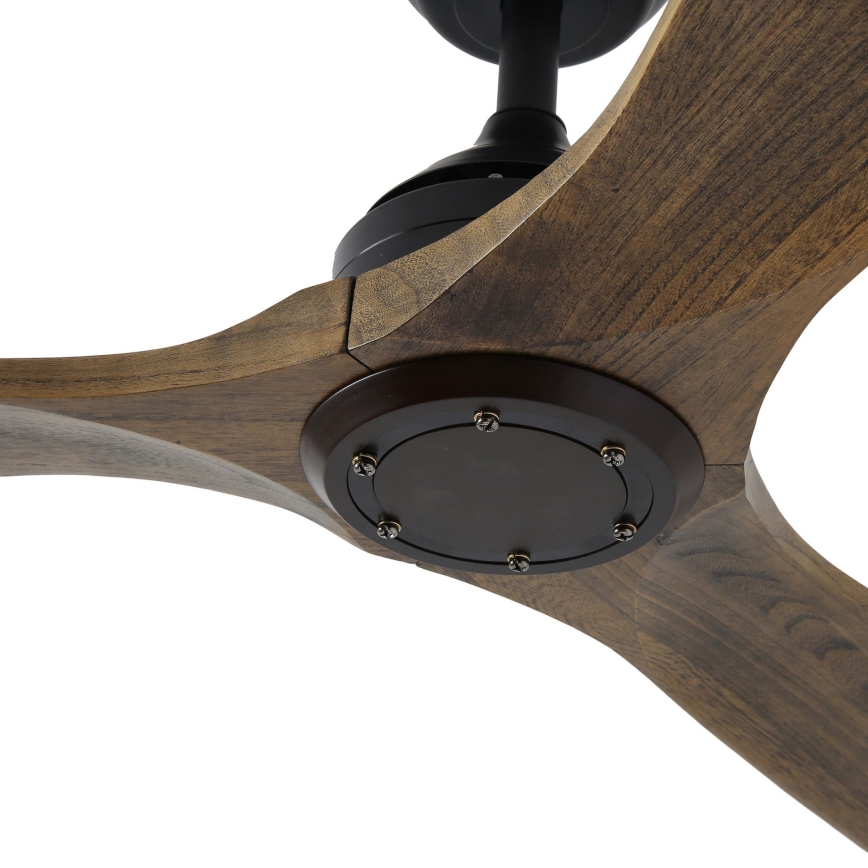 ZEVENTI - Ventilatore da soffitto LAURIA Wi-Fi Tuya nero/quercia + telecomando