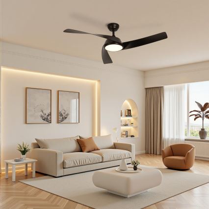 ZEVENTI - AERYS Ventilatore da soffitto dimmerabile a LED 24W/230V 3000/4000/6000K Wi-Fi Tuya nero + telecomando
