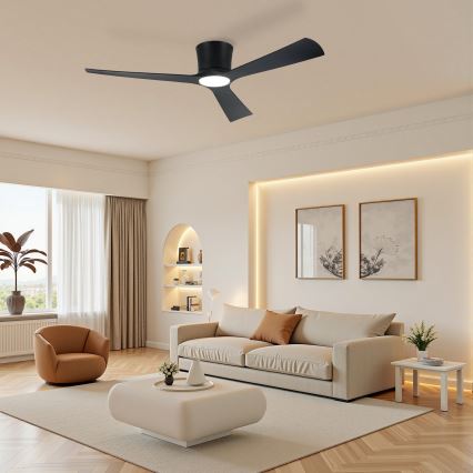 ZEVENTI - Ventilatore da soffitto LED dimmerabile AUREX LED/24W/230V 3000/4000/6000K Wi-Fi Tuya nero + telecomando