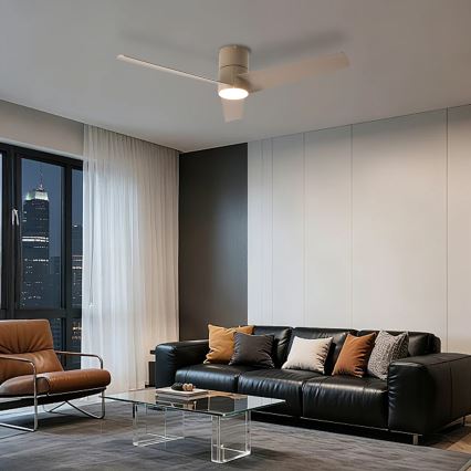 ZEVENTI - Ventilatore da soffitto LED BARROSA LED/18W/230V 3000/4000/6000K Wi-Fi Tuya beige + telecomando