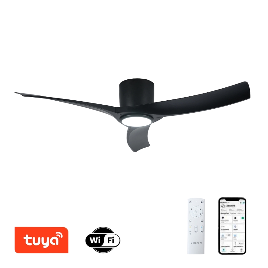 ZEVENTI - Ventilatore da soffitto LED dimmerabile ORBITO LED/24W/230V 3000/4000/6000K Wi-Fi Tuya nero + telecomando