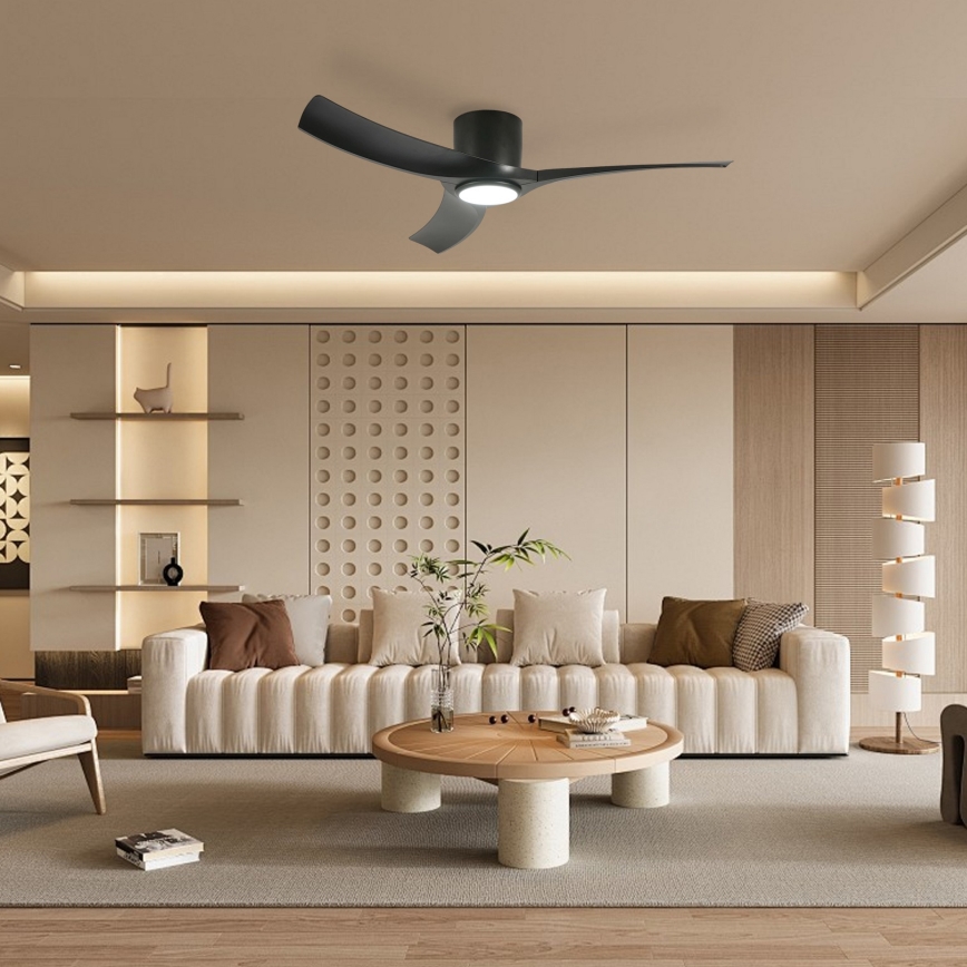 ZEVENTI - Ventilatore da soffitto LED dimmerabile ORBITO LED/24W/230V 3000/4000/6000K Wi-Fi Tuya nero + telecomando