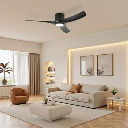 ZEVENTI - Ventilatore da soffitto LED dimmerabile ORBITO LED/24W/230V 3000/4000/6000K Wi-Fi Tuya nero + telecomando