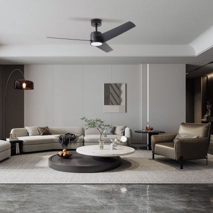 ZEVENTI - Ventilatore da soffitto LED ORVIETO LED/18W/230V 3000/4000/6000K Wi‑Fi Tuya nero + telecomando