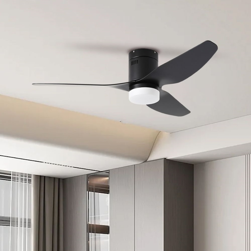 ZEVENTI - Ventilatore da soffitto LED PADUA LED/18W/230V 3000/4000/6000K Wi-Fi Tuya nero + telecomando