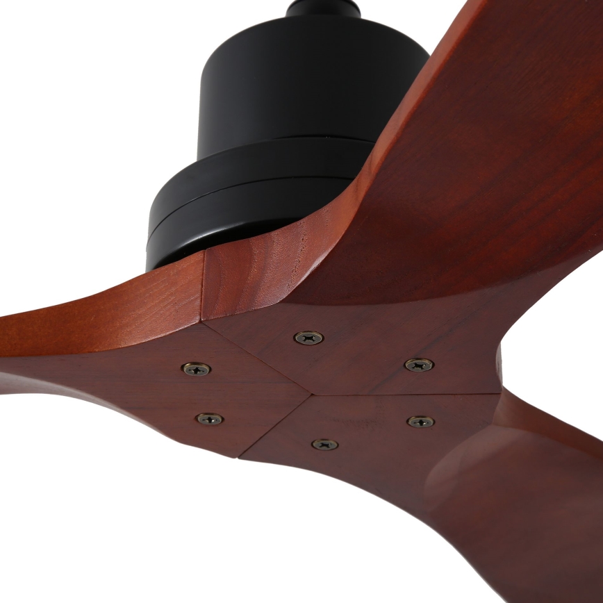 ZEVENTI - Ventilatore da soffitto LIONI Wi-Fi Tuya nero/quercia + telecomando