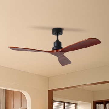 ZEVENTI - Ventilatore da soffitto LIONI Wi-Fi Tuya nero/quercia + telecomando
