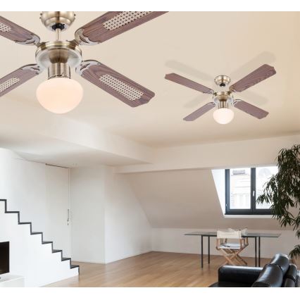 ZEVENTI - Ventilatore da soffitto NAVAGIO 1xE27/60W/230V marrone
