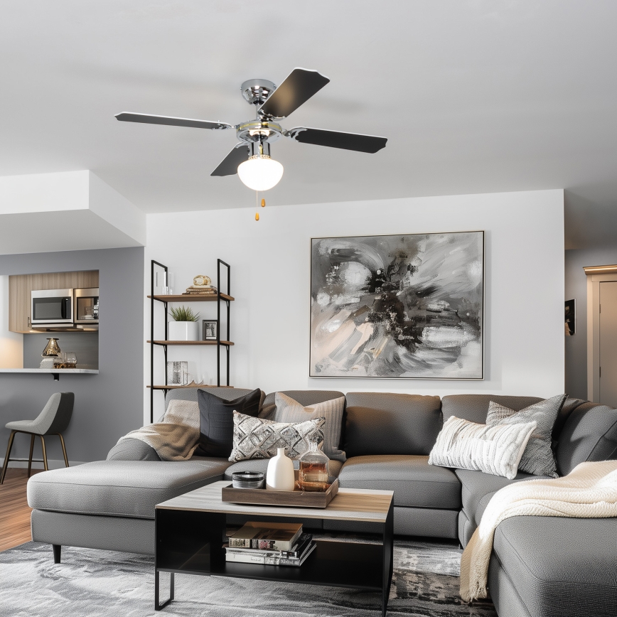 ZEVENTI - Ventilatore da soffitto NAVAGIO 1xE27/60W/230V nero/bianco