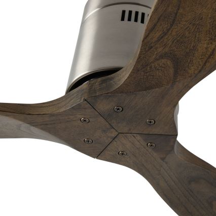 ZEVENTI - Ventilatore da soffitto SPELLO Wi-Fi Tuya cromo opaco/quercia + telecomando