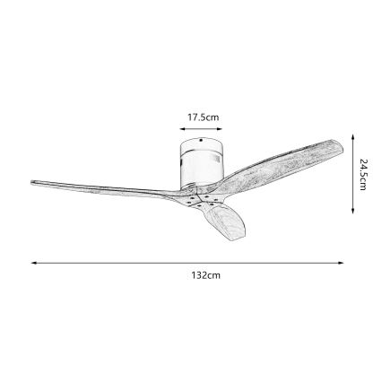 ZEVENTI - Ventilatore da soffitto SPELLO Wi-Fi Tuya nero/quercia + telecomando