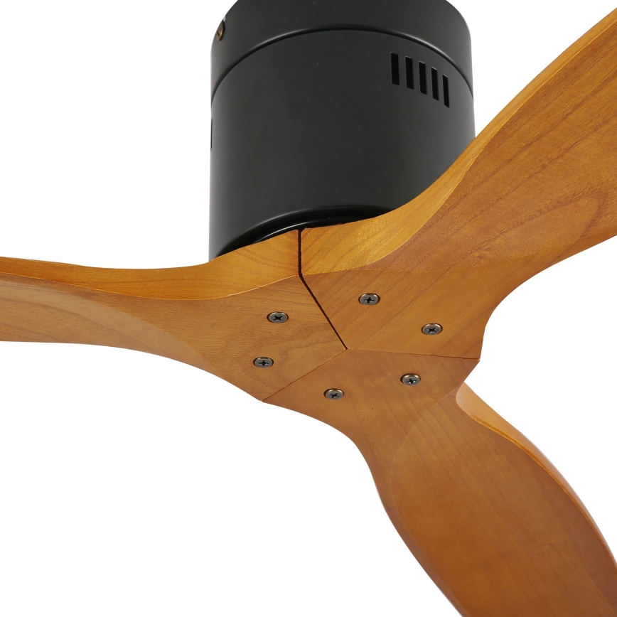 ZEVENTI - Ventilatore da soffitto SPELLO Wi-Fi Tuya nero/quercia + telecomando