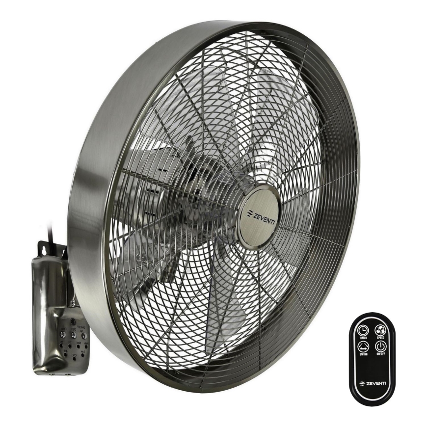 ZEVENTI - Wandventilator FREEZE 50W/230V d 40 cm matt Chrom + Fernbedienung