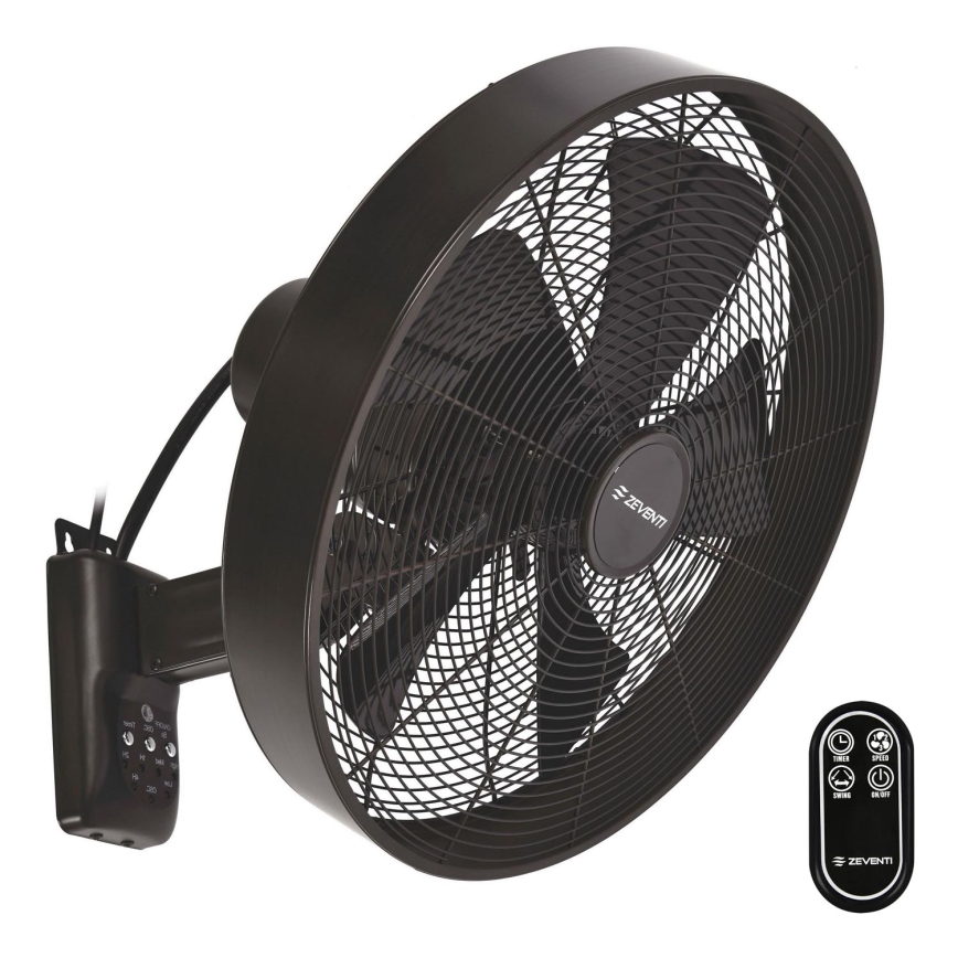 ZEVENTI - Wandventilator FREEZE 50W/230V d 40 cm schwarz/braun + Fernbedienung