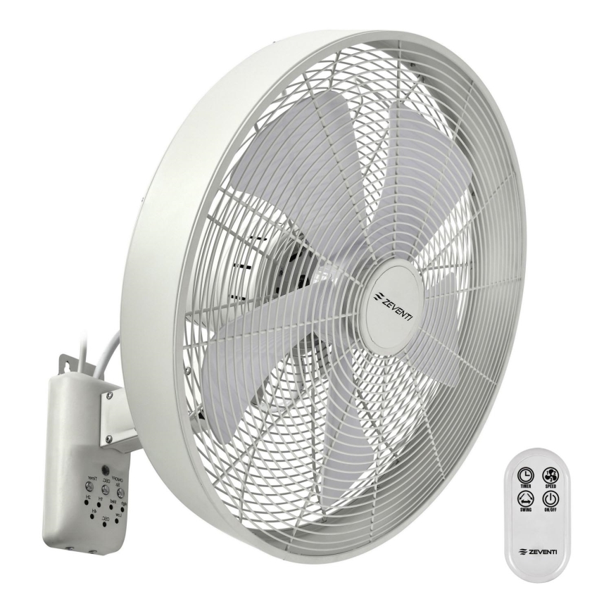 ZEVENTI - Wandventilator FREEZE 50W/230V d 40 cm weiß + Fernbedienung