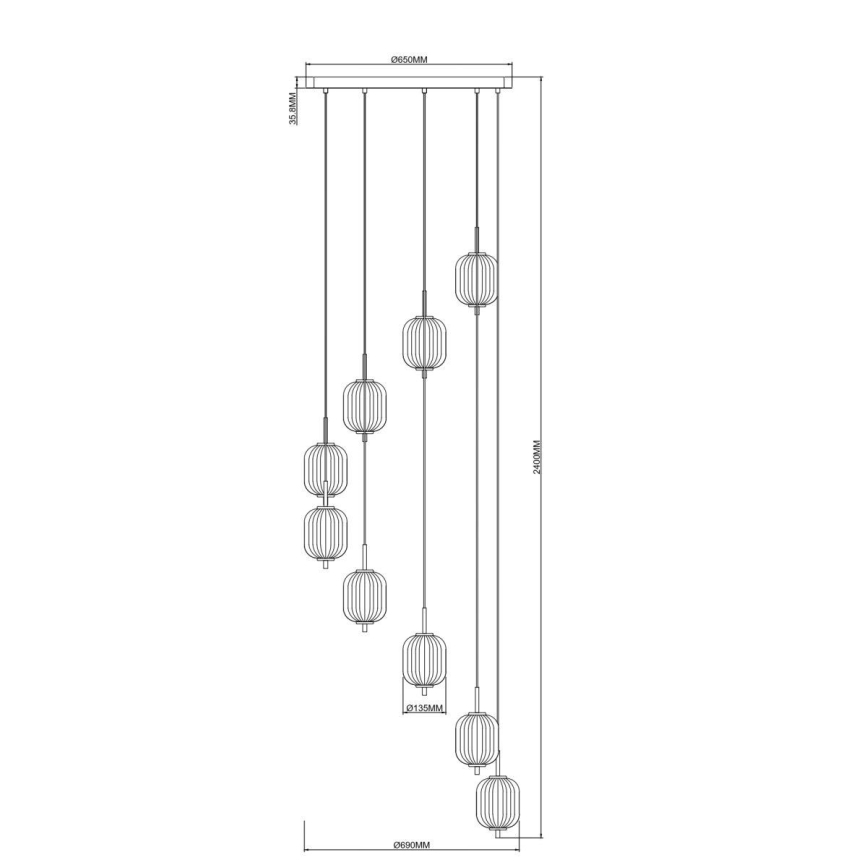 Zuma Line - LED-Pendelleuchte mit Drahtseil LED/55W/230V Ø 63 cm goldfarben