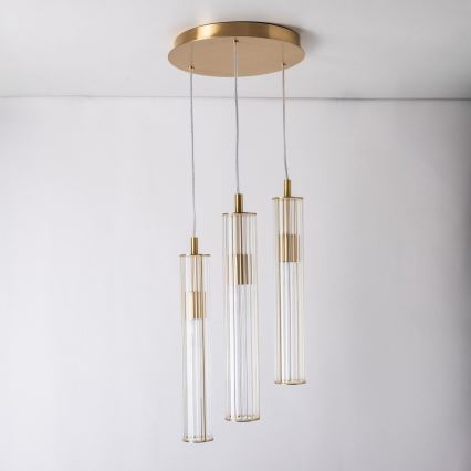 Zuma Line - Lampadario sospeso con cavo 3xE14/7W/230V oro