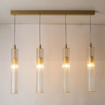 Zuma Line - Lampadario a sospensione con cavo 4xE14/7W/230V oro