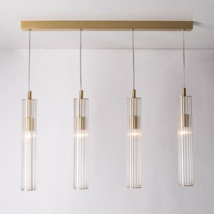 Zuma Line - Lampadario a sospensione con cavo 4xE14/7W/230V oro