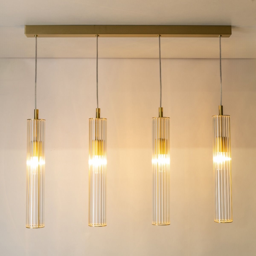 Zuma Line - Lampadario a sospensione con cavo 4xE14/7W/230V oro