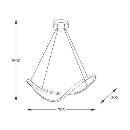 Zuma Line - Lampadario LED a sospensione con filo LED/45W/230V 3000/4000/6000K nero