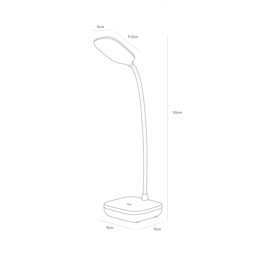 Zuma Line - Lampe de table rechargeable LED/7W/1200 mAh 3000/4500/6000K noir