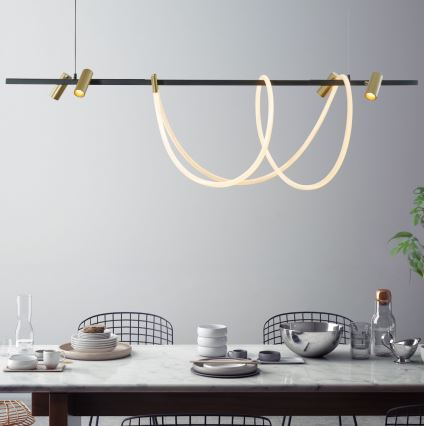 Zuma Line - Lampadario dimmerabile a LED su cavo LED/60W + LED/7,5W/230V 2700-6000K nero/oro + telecomando