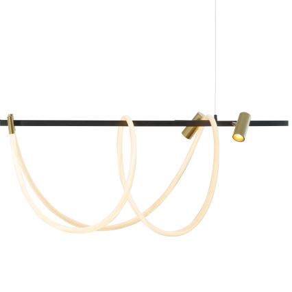 Zuma Line - Lampadario dimmerabile a LED su cavo LED/60W + LED/7,5W/230V 2700-6000K nero/oro + telecomando